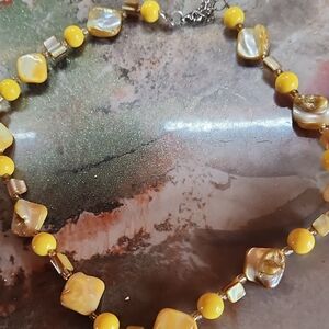 Vibrant Yellow and Gold Beaded Necklace